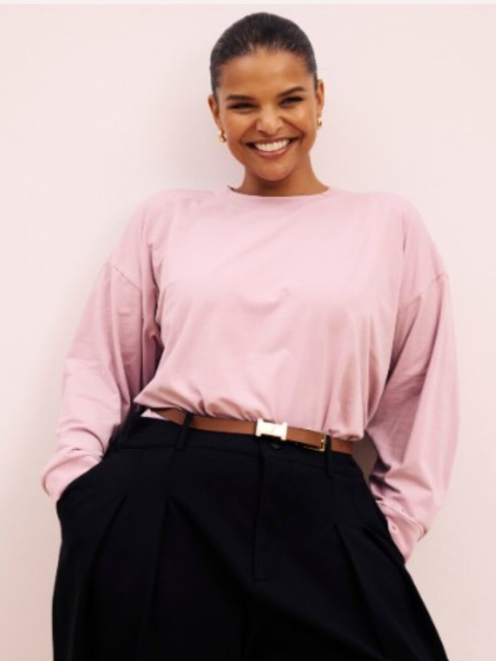 Universal Standard Long Sleeve Relaxed Tee - Pale Mauve